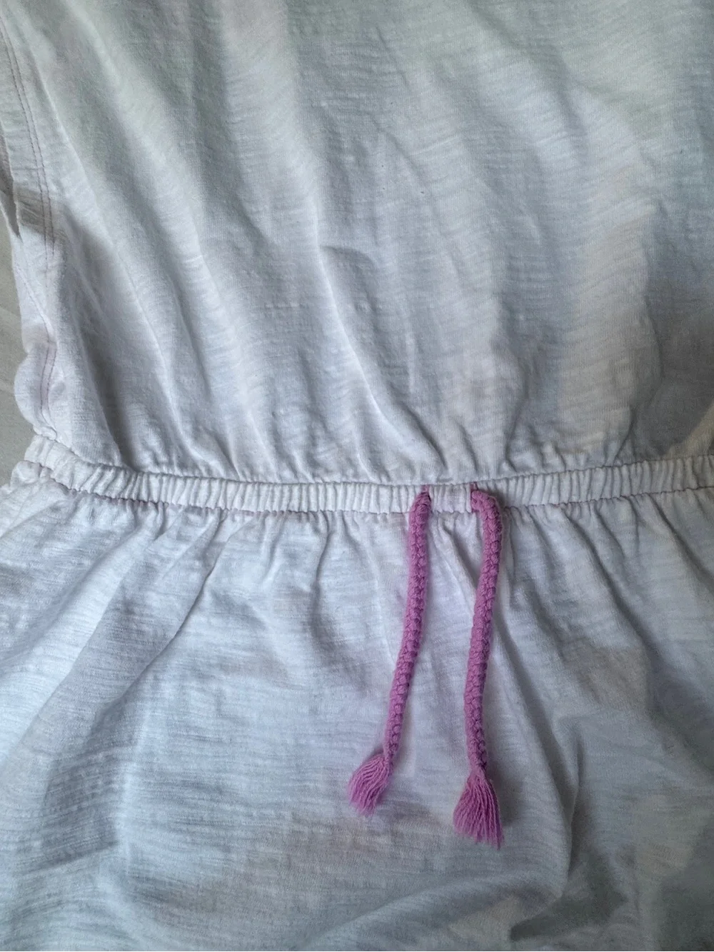 Girls' Kids White Drawstring Waist Summer Dress size Xxl